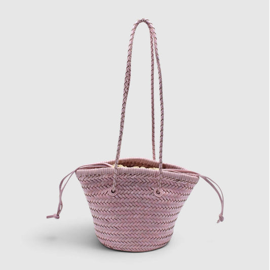 Handwoven leather bucket bag Pink or Blue