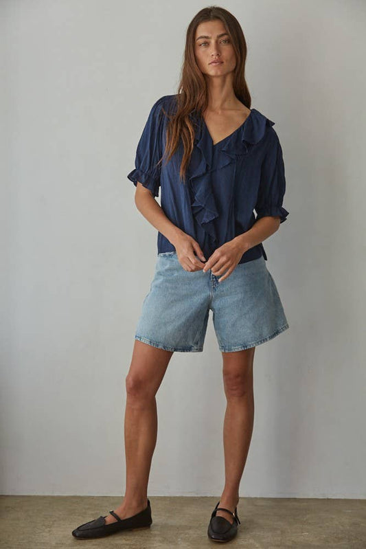 Romantic Woven Cotton Buttondown Top