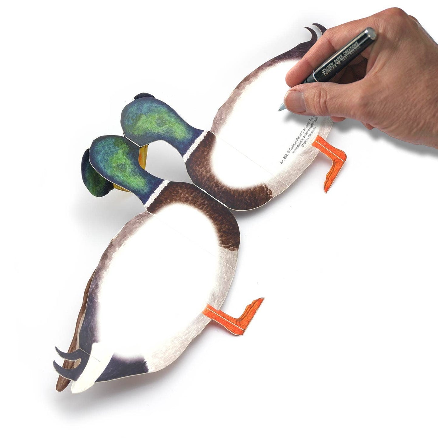 3D animal card mallard