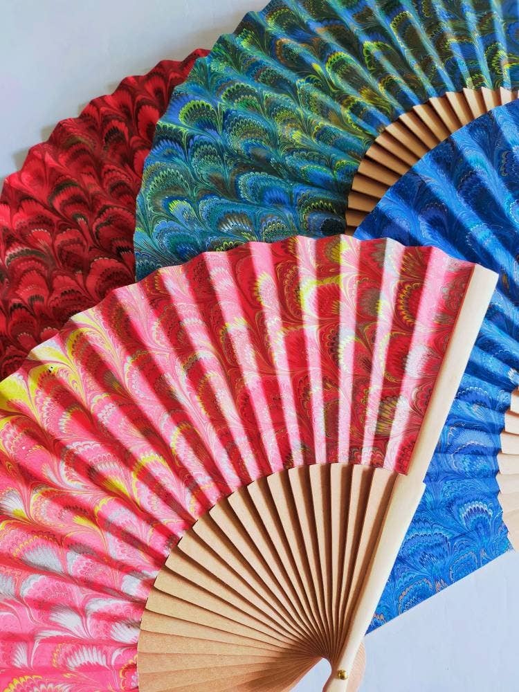 Hand marbled fan