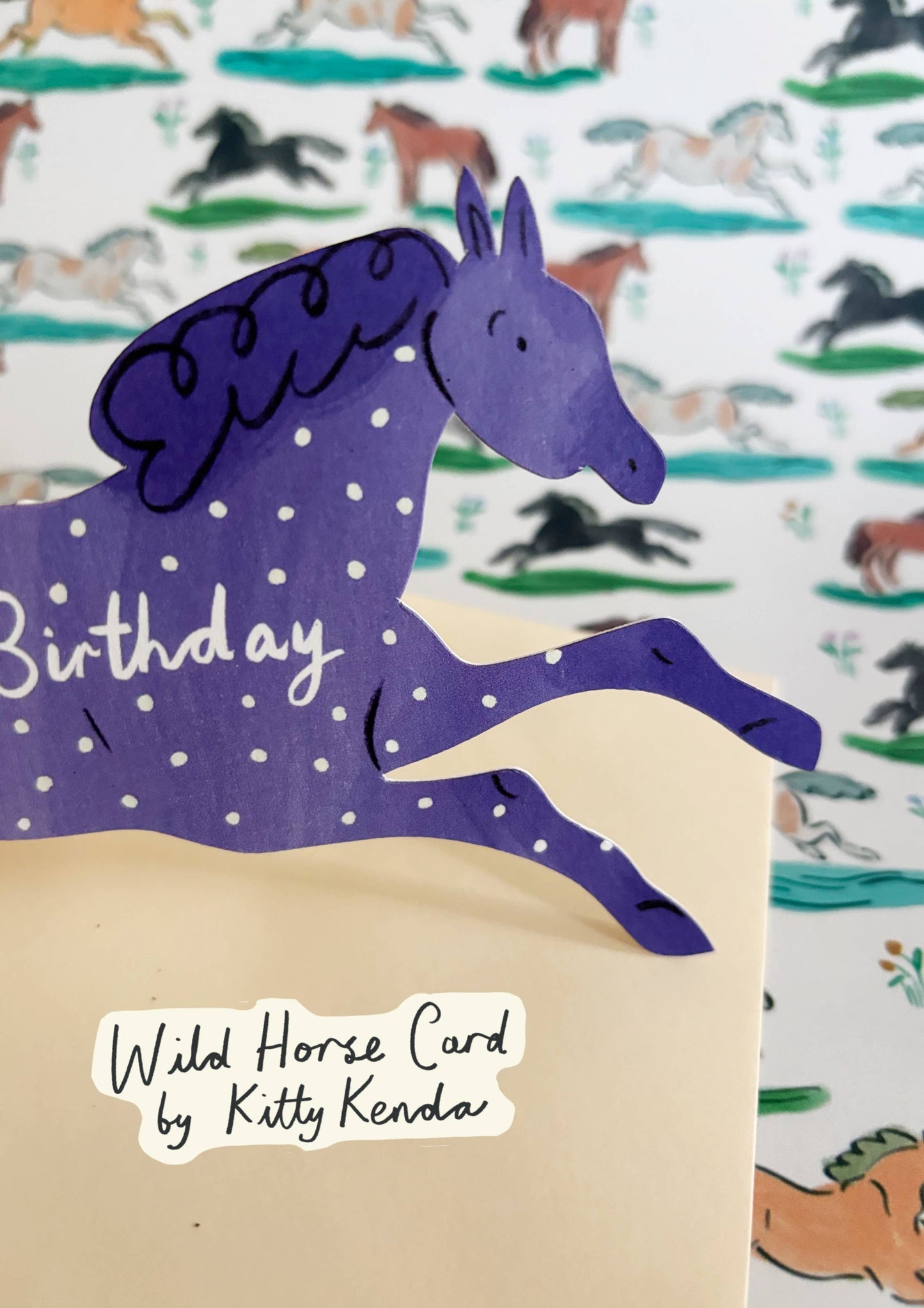 Wild Horse Shaped Greeting Card - Denim