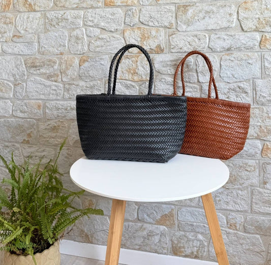 Pre order Lou Handwoven Leather Bag in Black by Sook