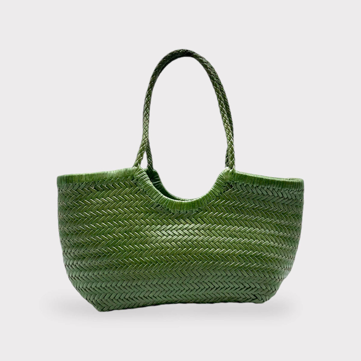 Pre- order Green handwoven U Shape Leather Tote Bag