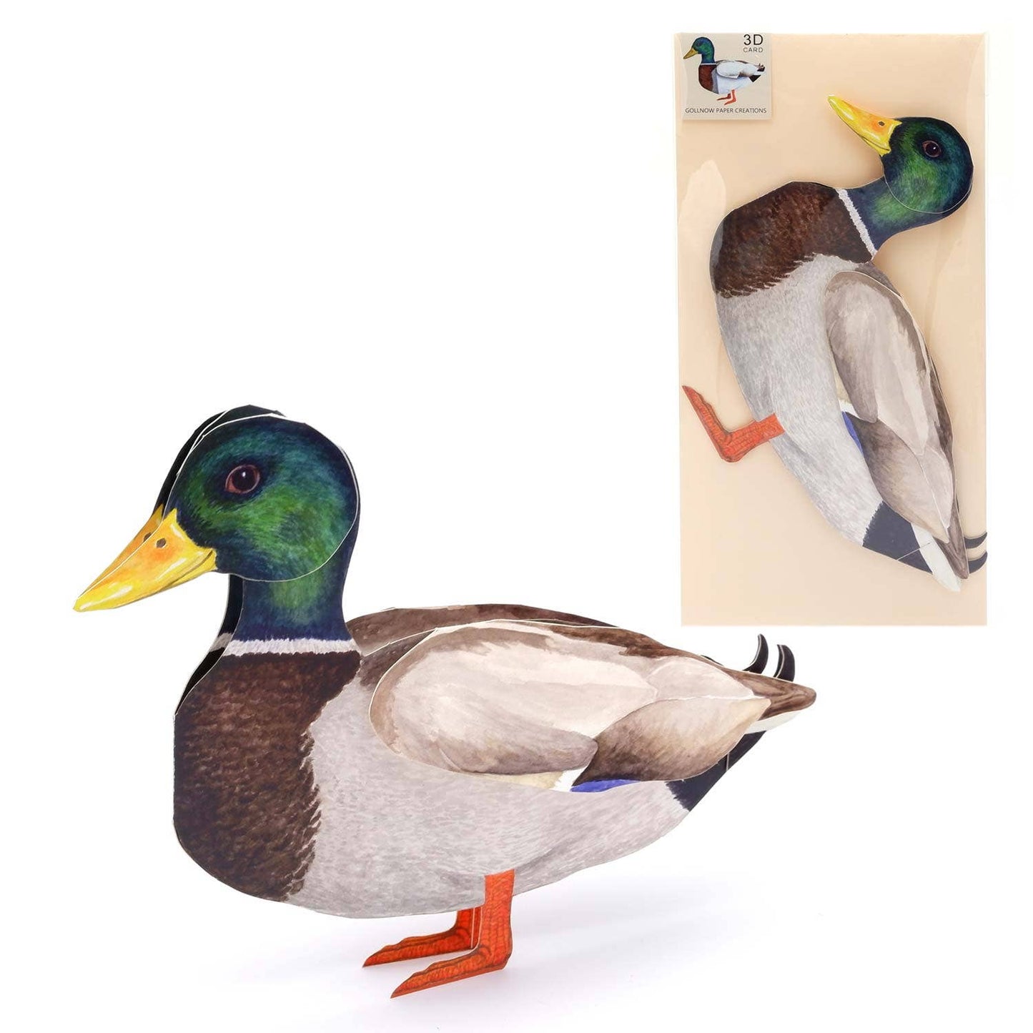 3D animal card mallard