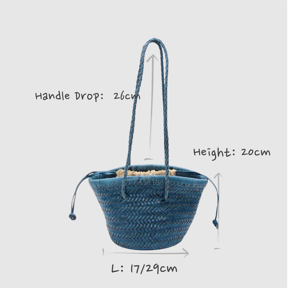 Pre-order Handwoven leather bucket bag Pink or Blue