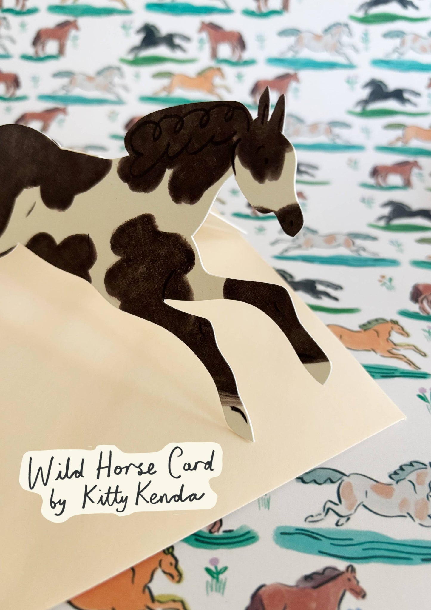 Wild Horse Shaped Greeting Card - Painted Black