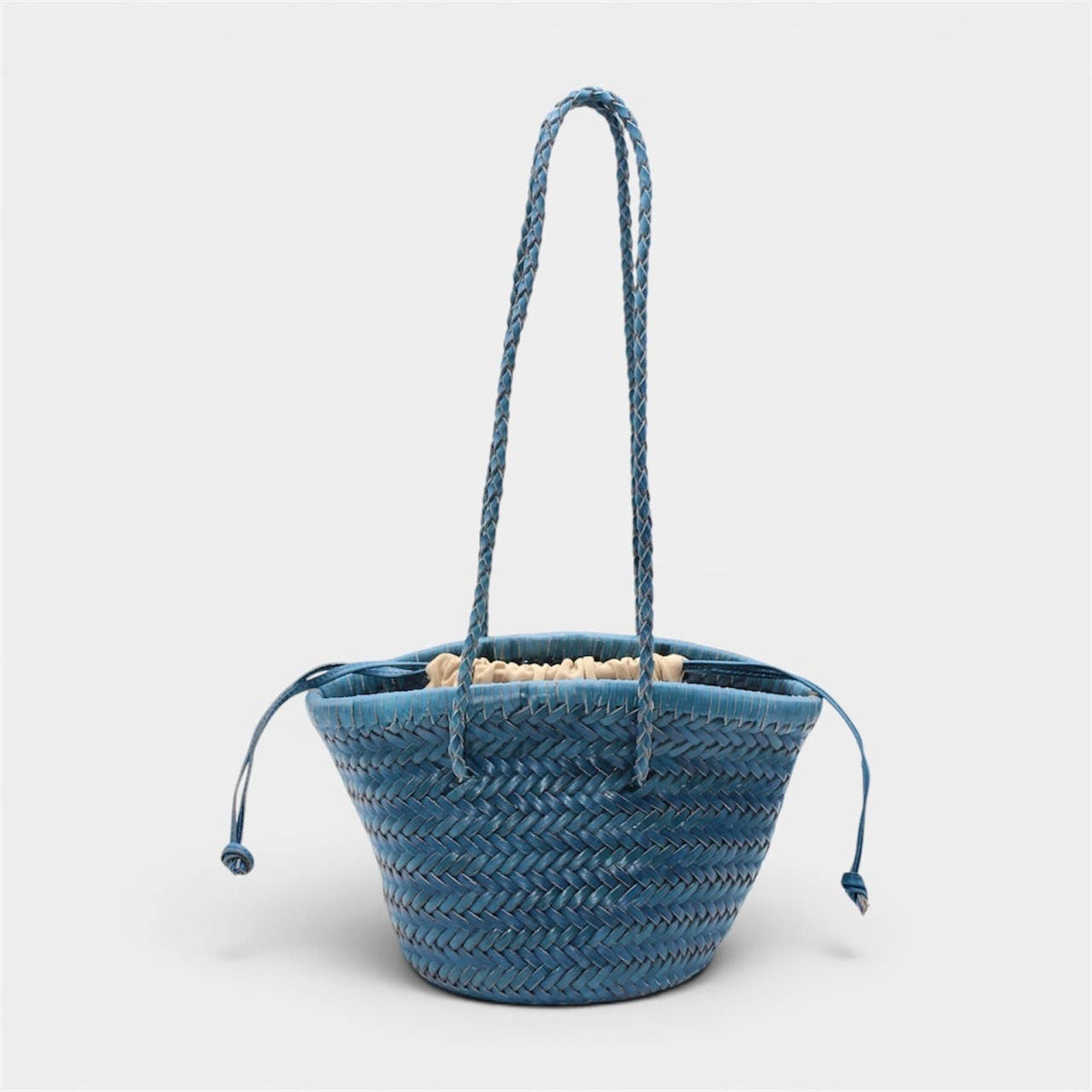 Pre-order Handwoven leather bucket bag Pink or Blue