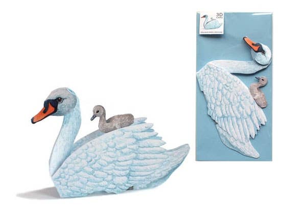 3D animal card swan with chick