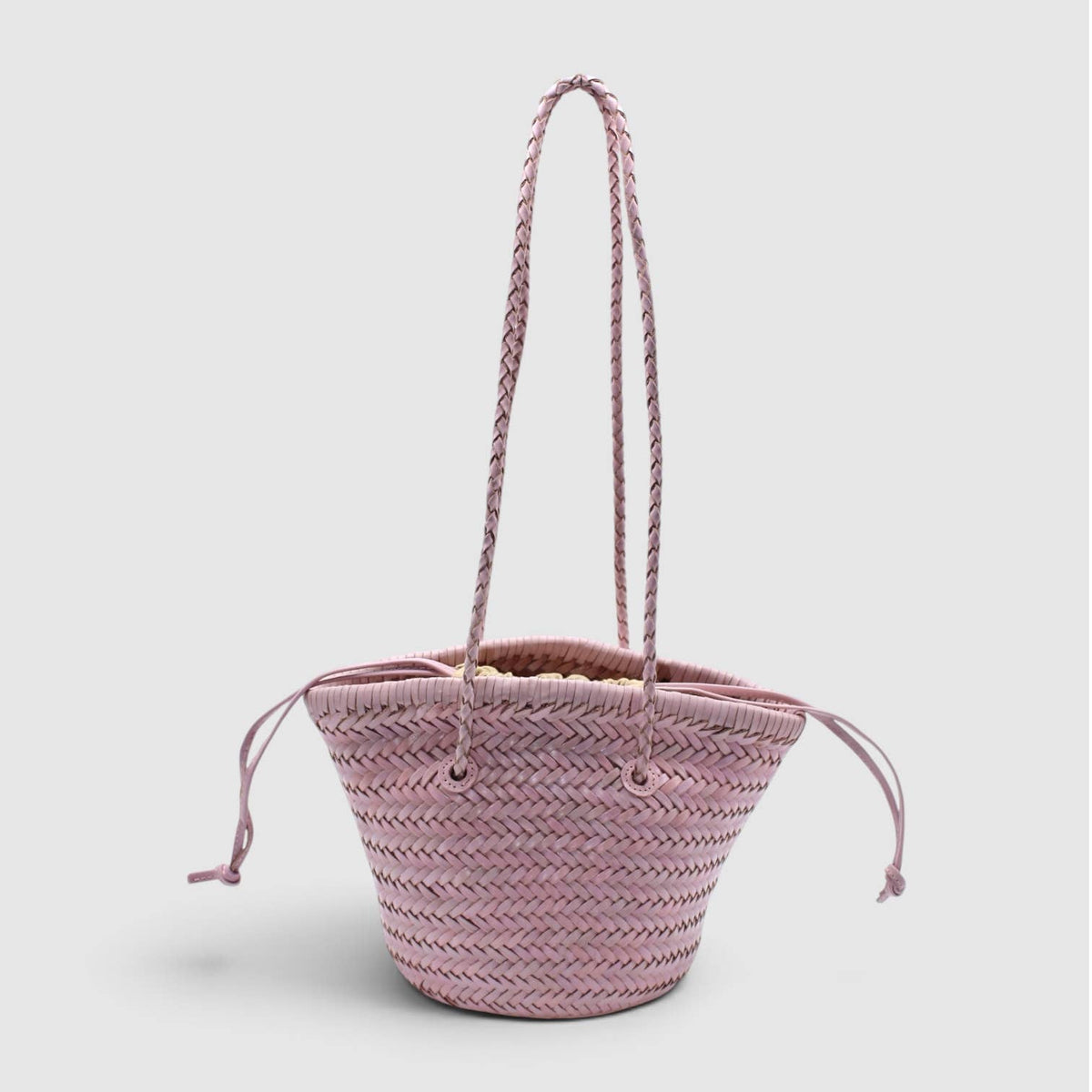 Pre-order Handwoven leather bucket bag Pink or Blue