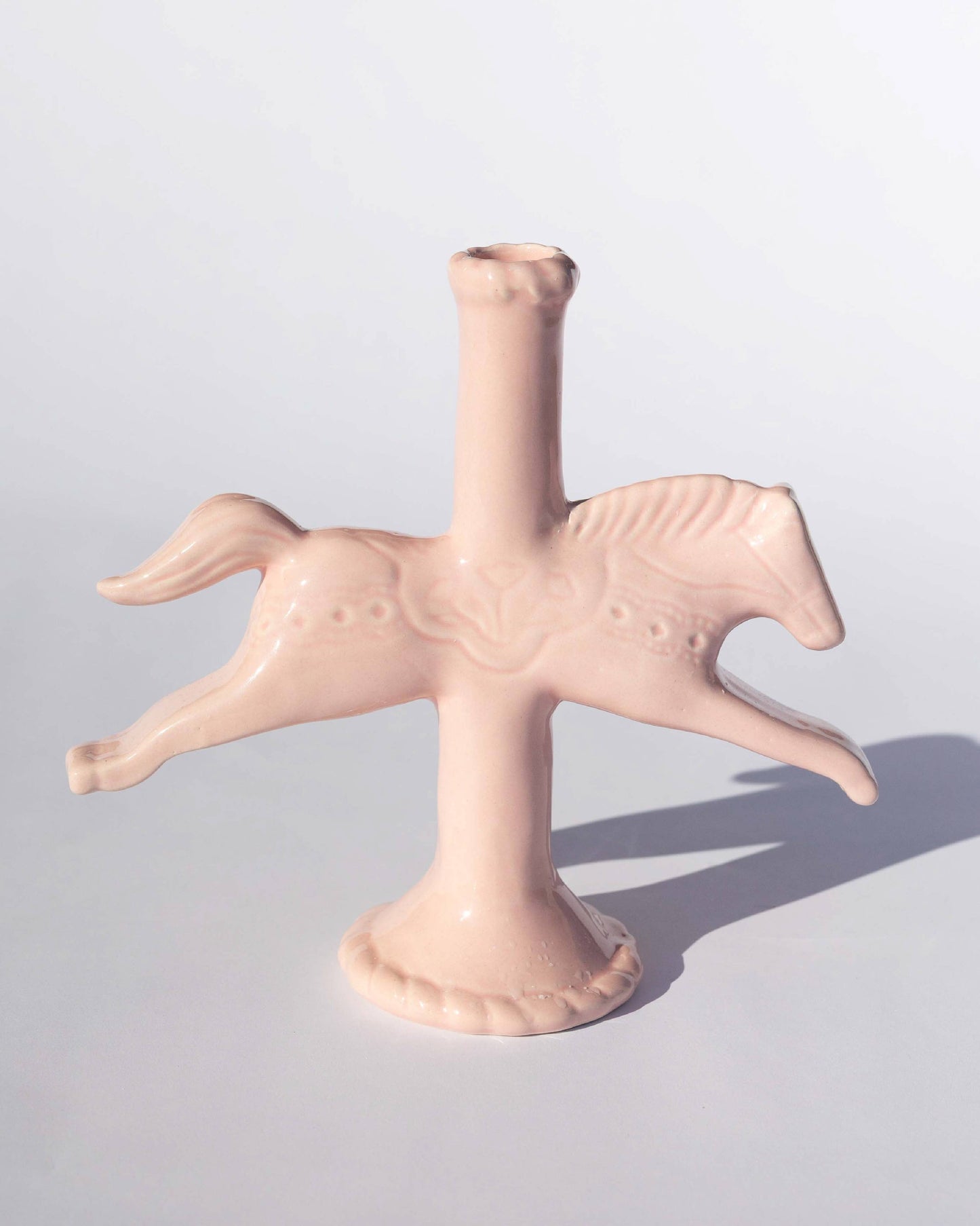 Dala Horse Candlestick Holder | Light Pink