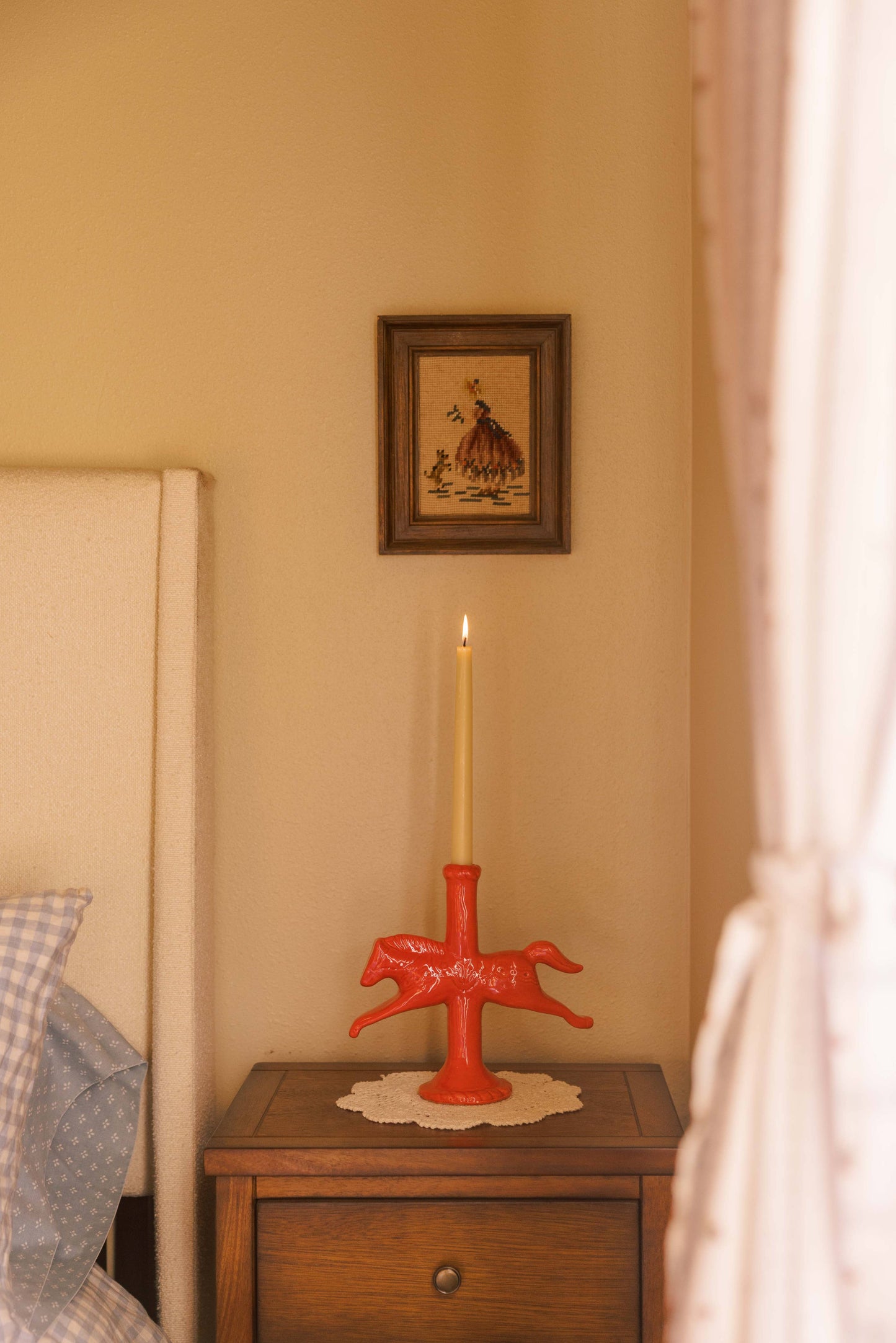 Dala Horse Candlestick Holder | Ruby Red