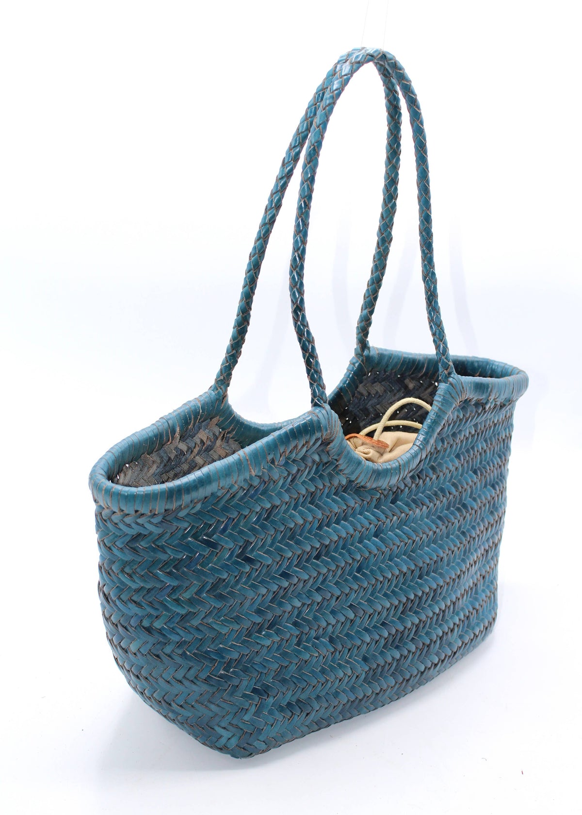 Pre-order Sea Blue big leather handwoven bag