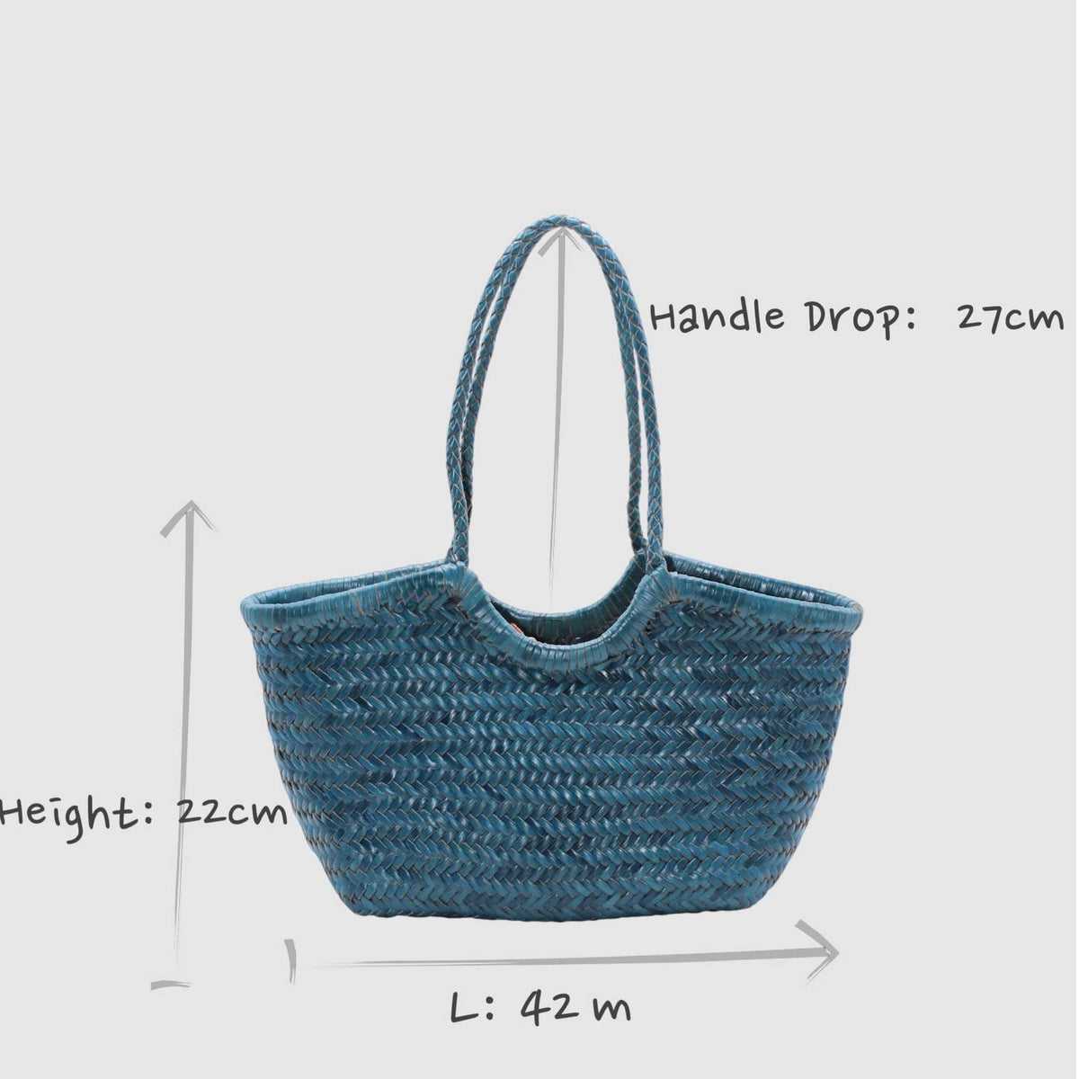 Pre-order Sea Blue big leather handwoven bag