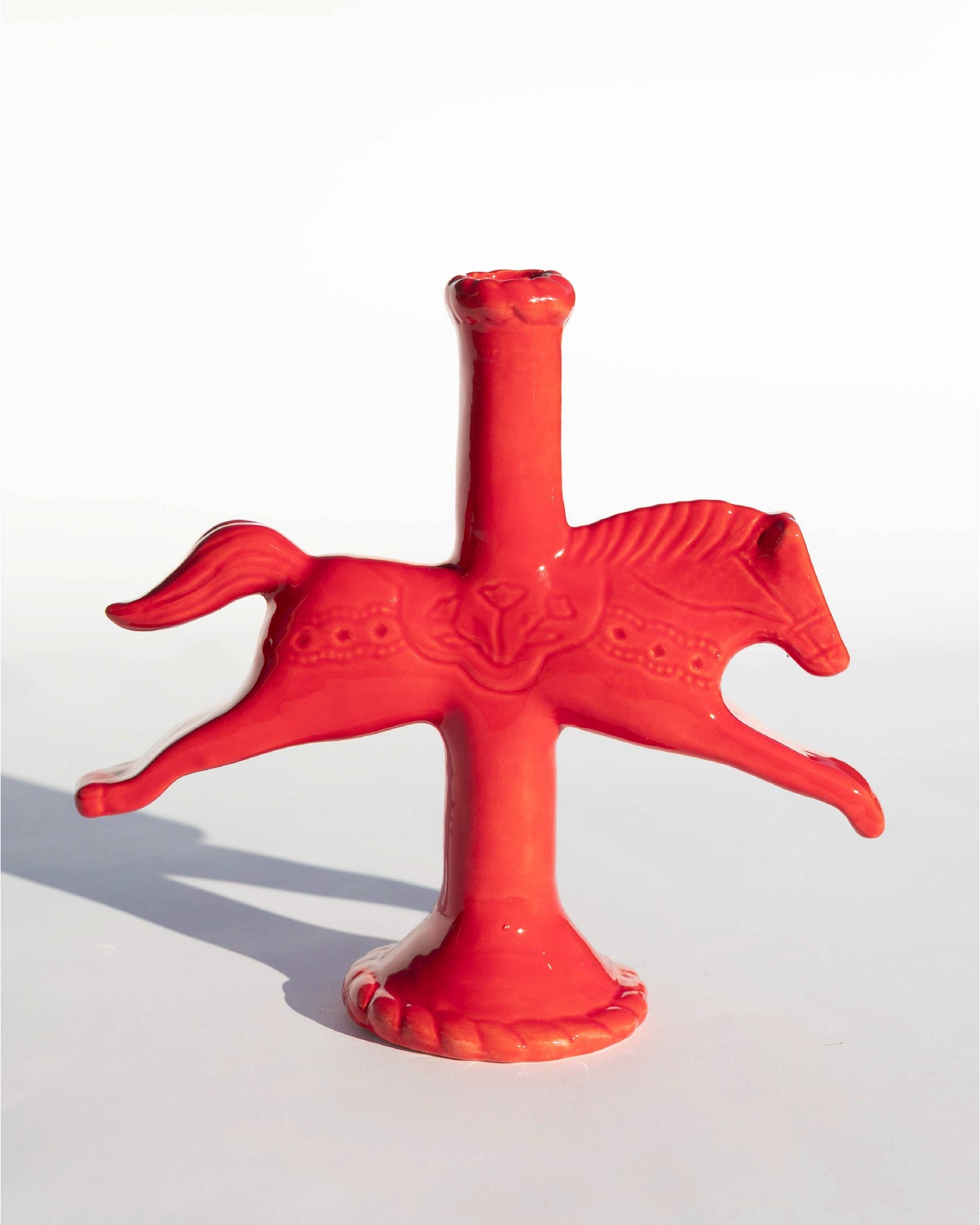 Dala Horse Candlestick Holder | Ruby Red