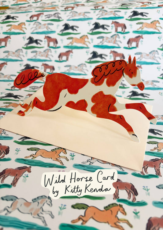Wild Horse Shaped Greeting Card - Painted Brown