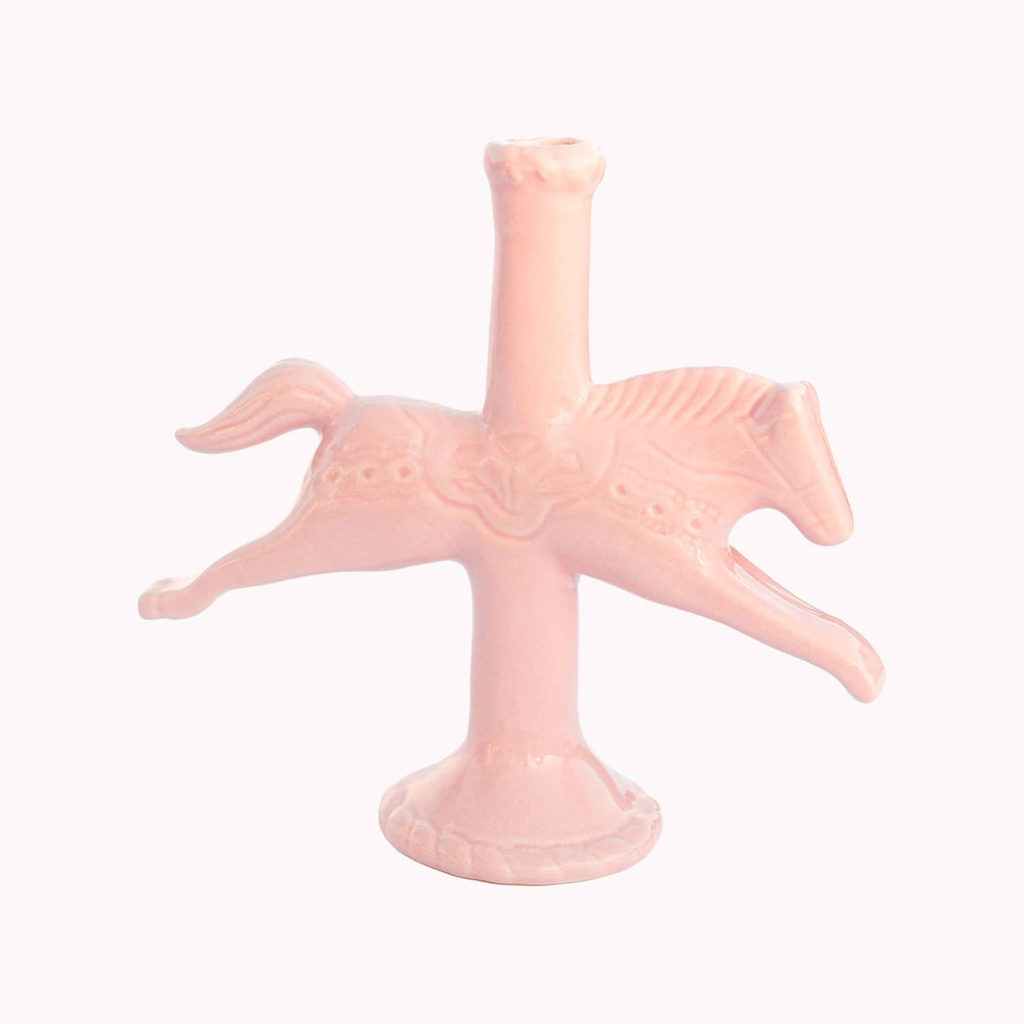 Dala Horse Candlestick Holder | Light Pink
