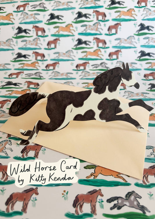 Wild Horse Shaped Greeting Card - Painted Black