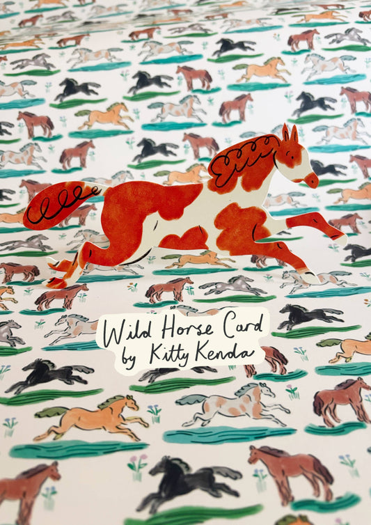 Wild Horse Shaped Greeting Card - Painted Brown