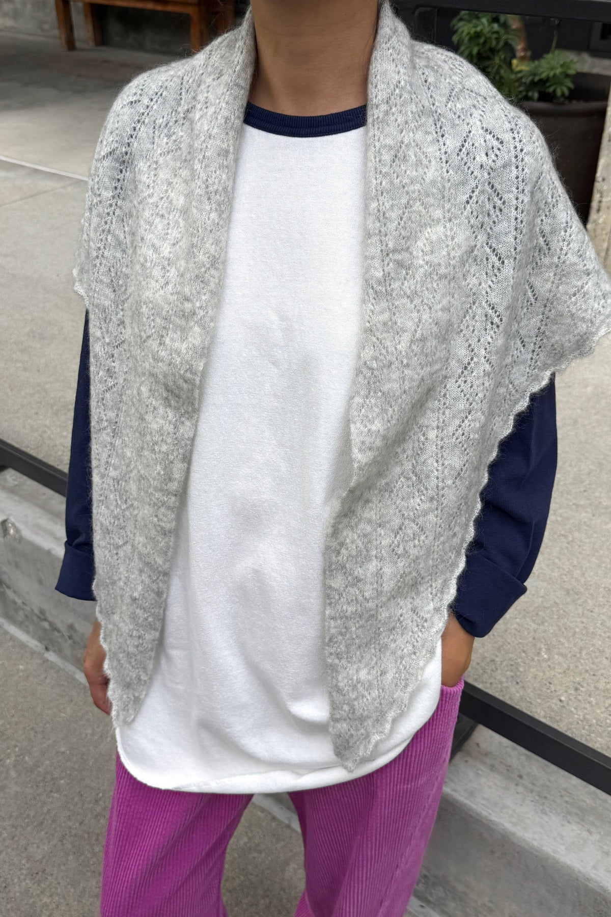 Pre-order Mohair Pointelle Shawl by  Le Bon Shoppe