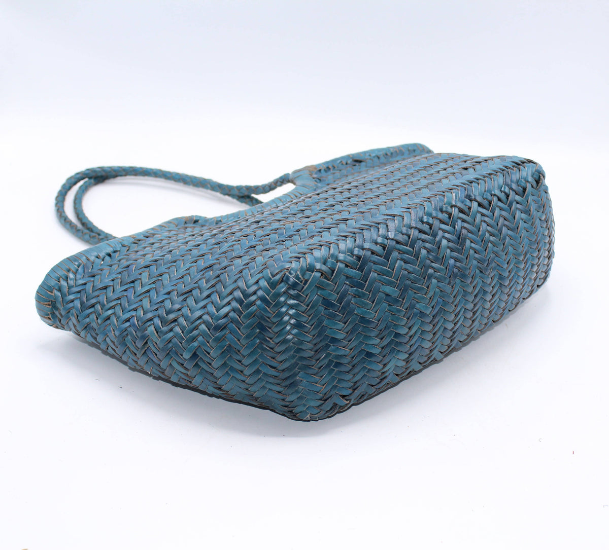 Pre-order Sea Blue big leather handwoven bag