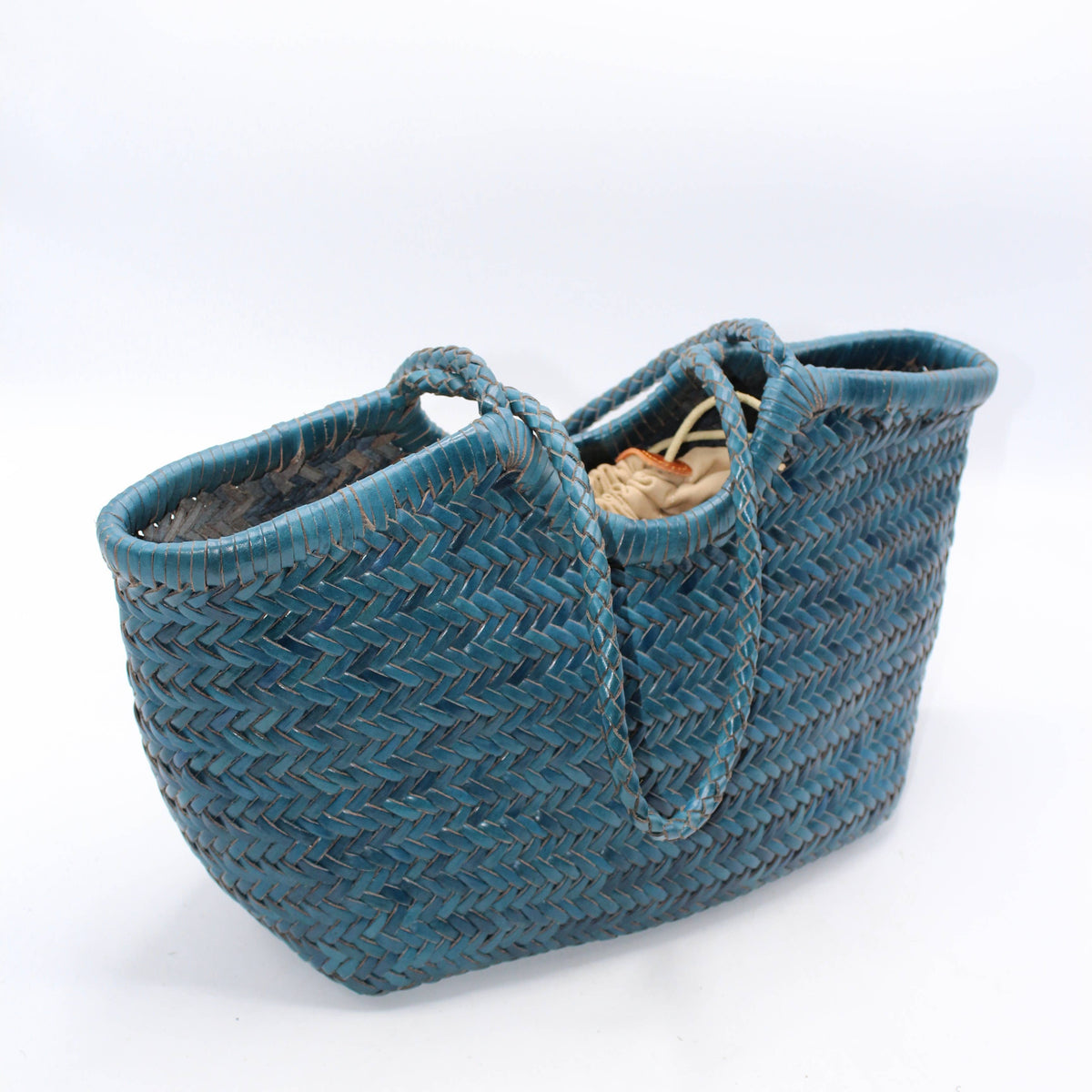 Pre-order Sea Blue big leather handwoven bag