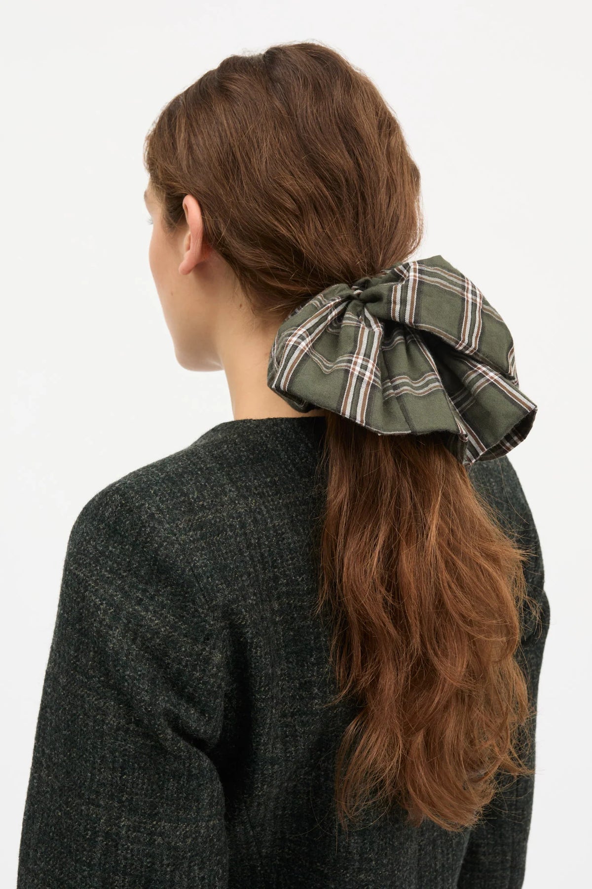 Big scrunchie green white check by Skall Studio