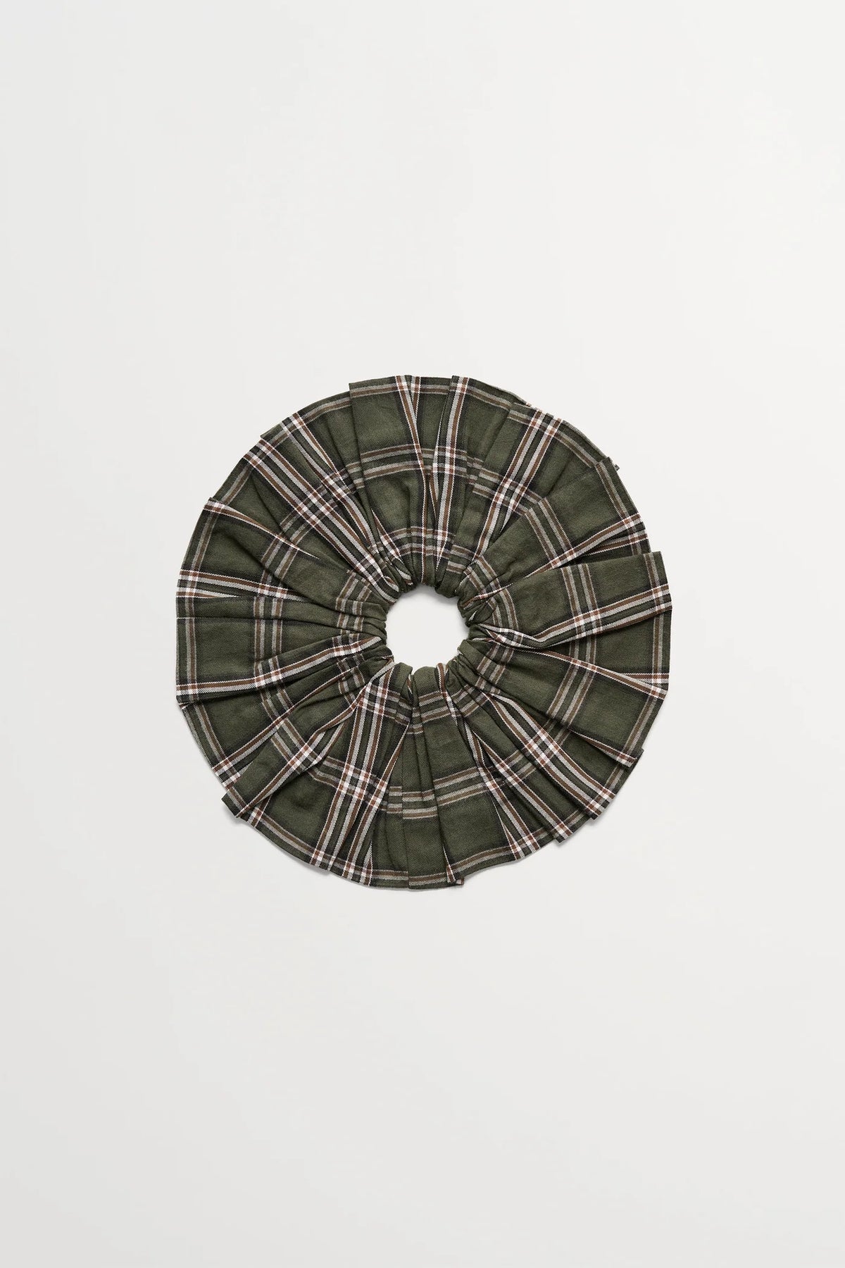Big scrunchie green white check by Skall Studio