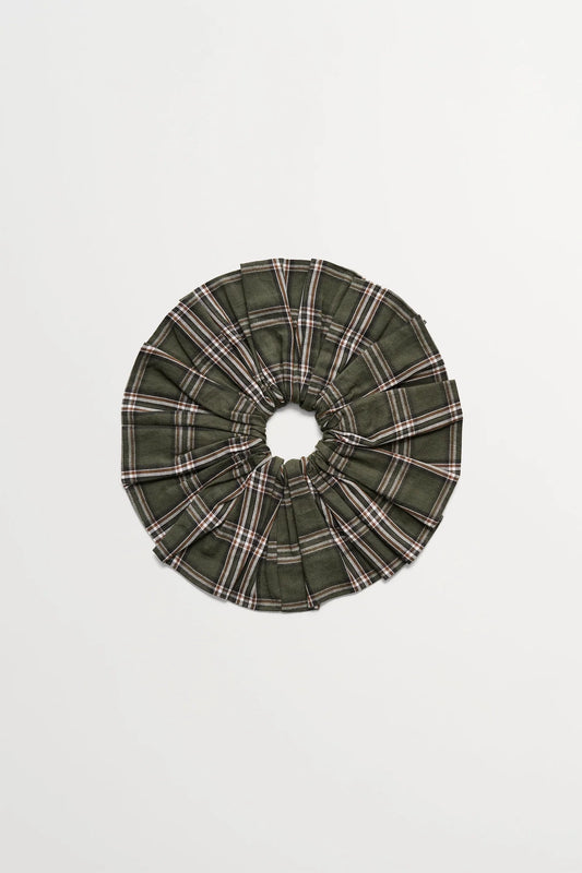 Big scrunchie green white check by Skall Studio