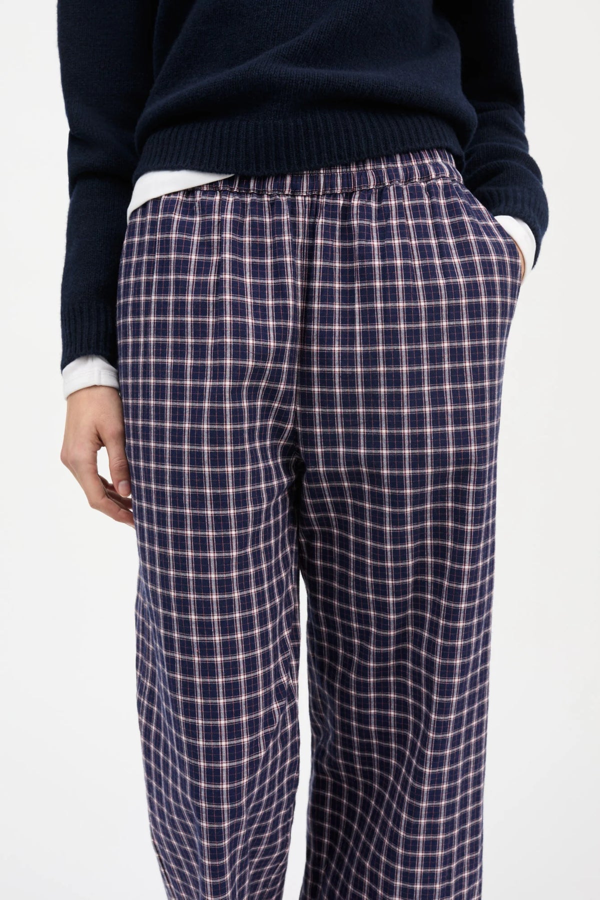Jasmine Pants Navy Check by Skall Studio