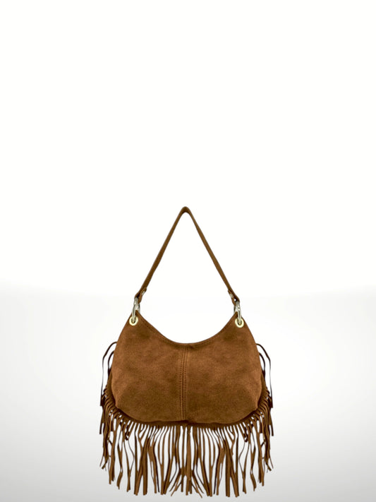 Cognac Fring bag suede leather