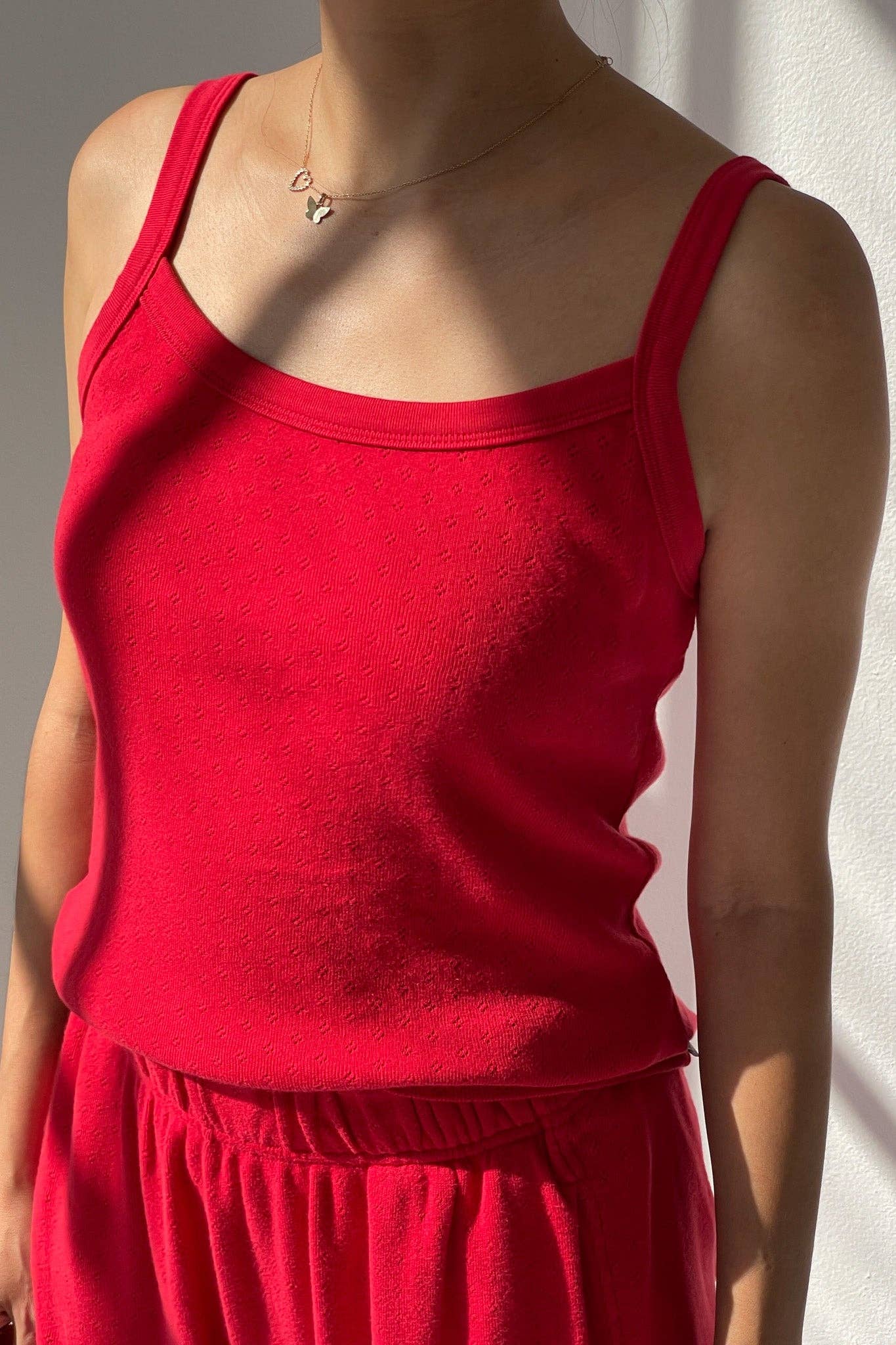 Pointelle Eve Cami  in red apple