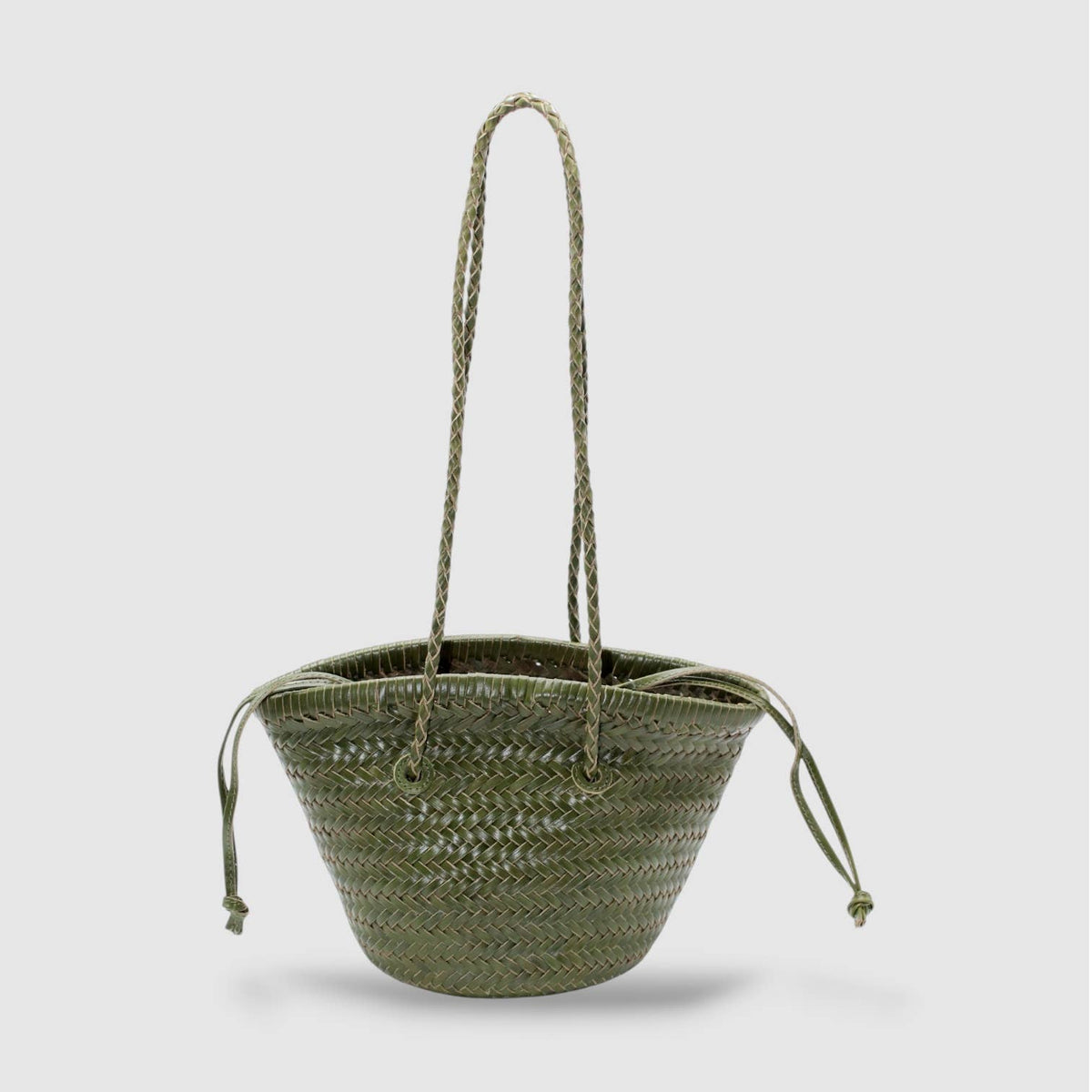 Pre-order Olive- Handwoven Leather Bucket Bag 