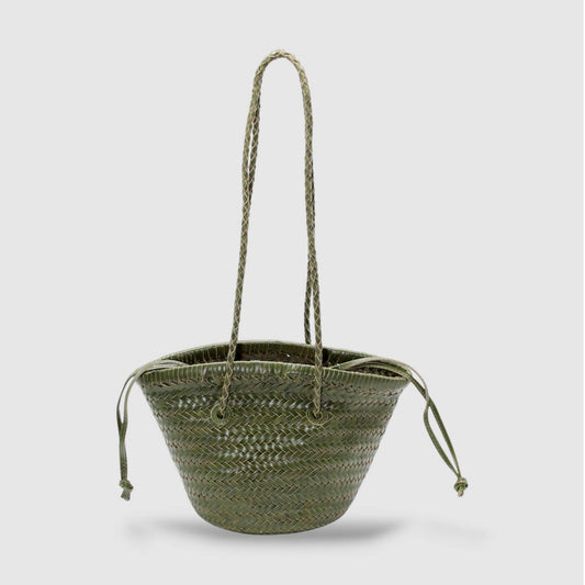 Pre-order Olive- Handwoven Leather Bucket Bag 