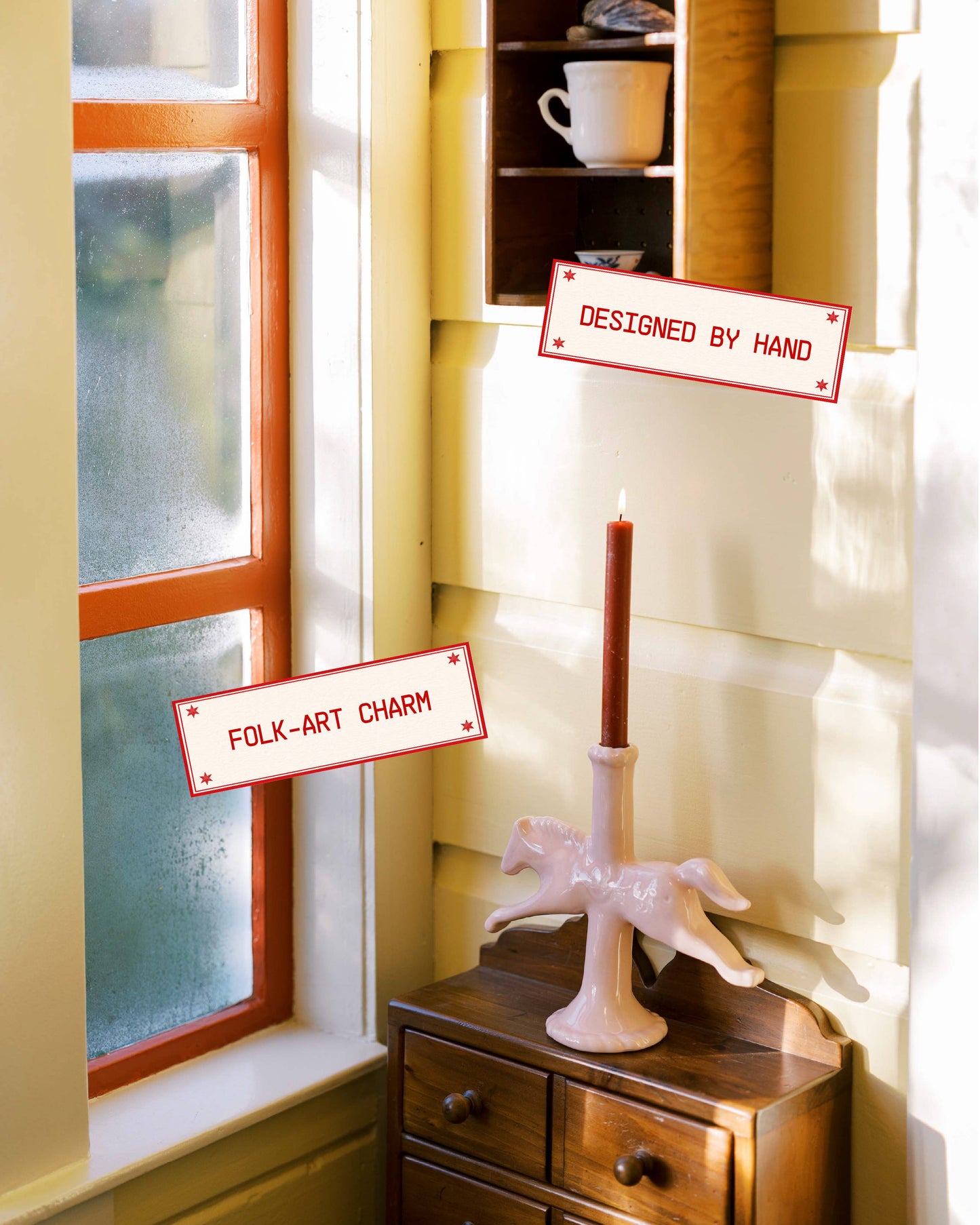 Dala Horse Candlestick Holder | Light Pink