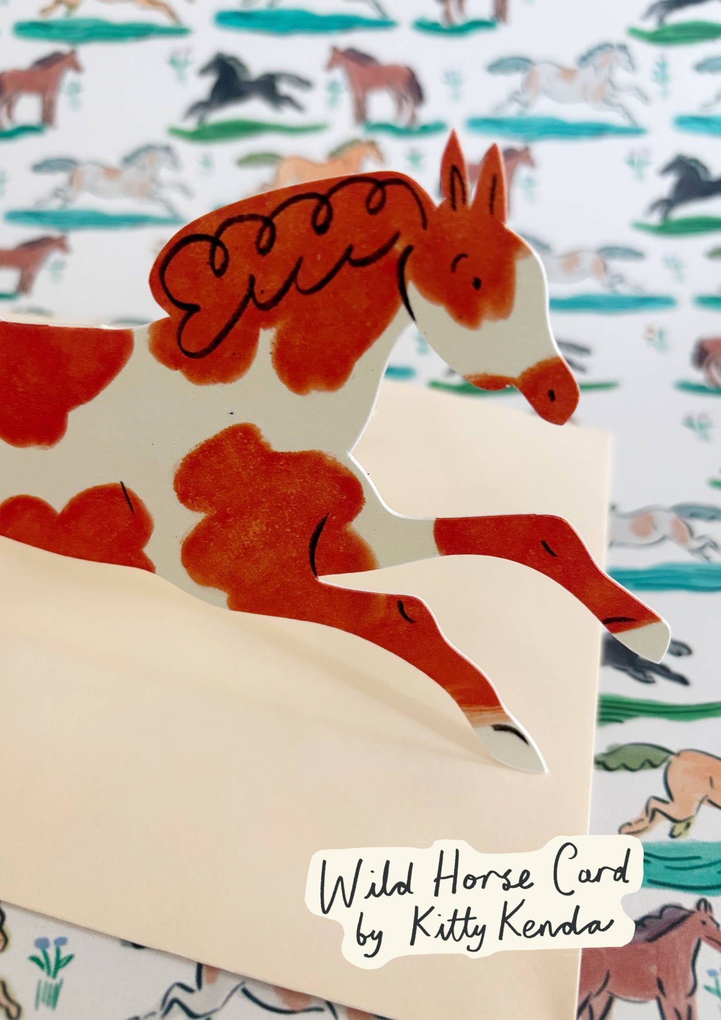 Wild Horse Shaped Greeting Card - Painted Brown