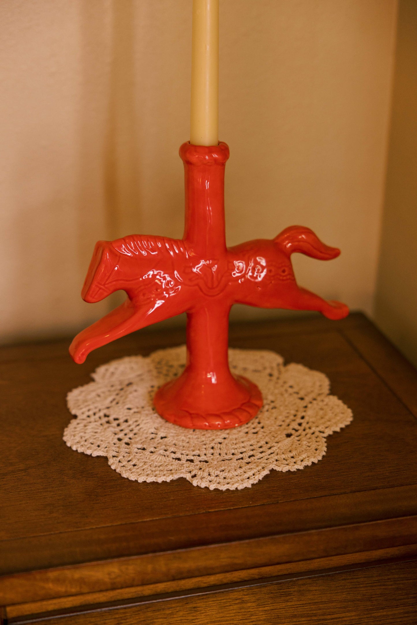 Dala Horse Candlestick Holder | Ruby Red