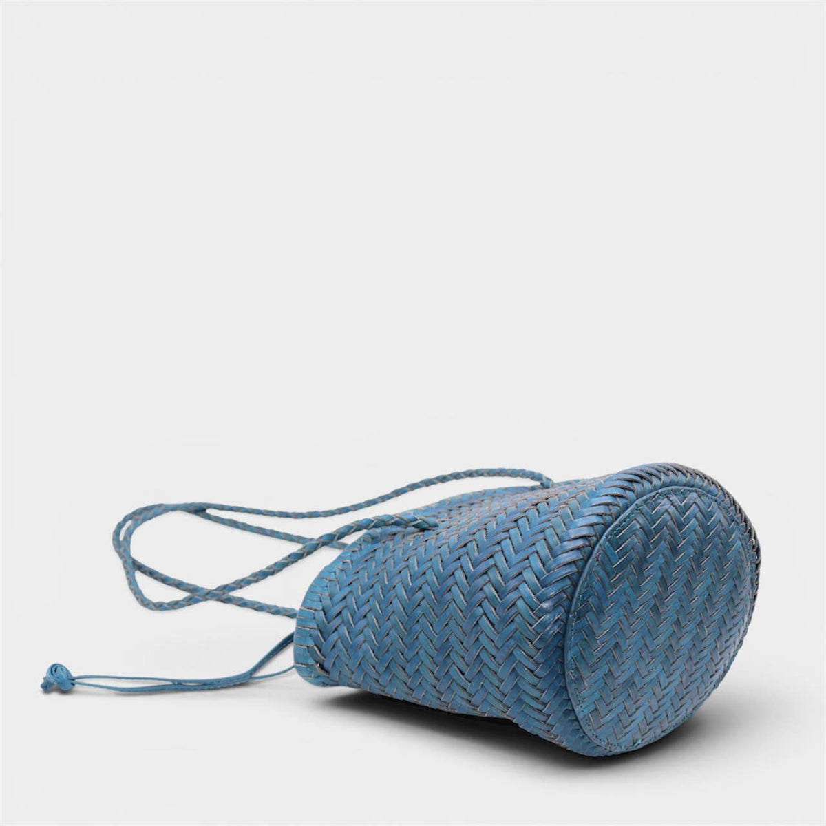 Pre-order Handwoven leather bucket bag Pink or Blue