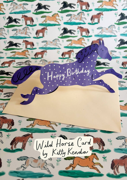 Wild Horse Shaped Greeting Card - Denim 
