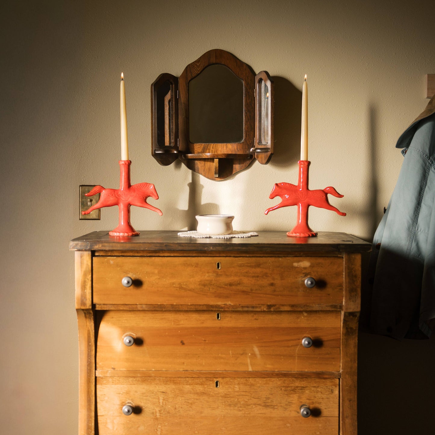 Dala Horse Candlestick Holder | Ruby Red