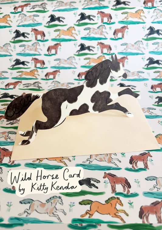 Wild Horse Shaped Greeting Card - Painted Black